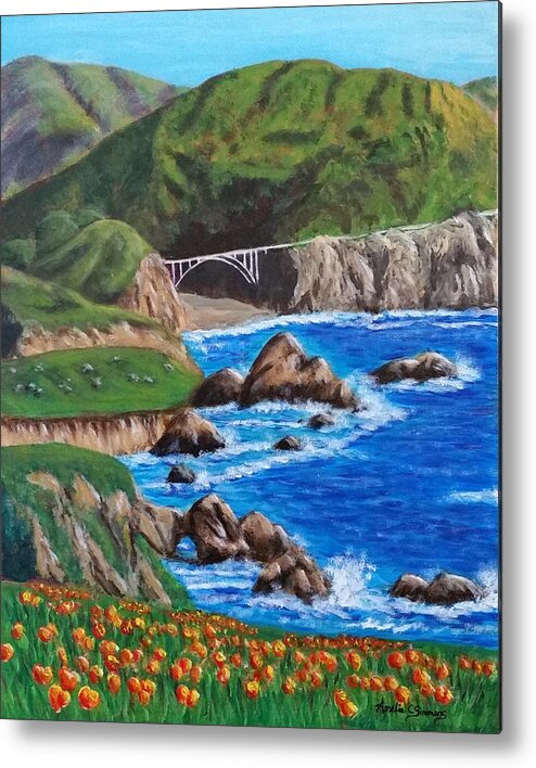 California Coastline Metal Print featuring the painting California Coastline by Amelie Simmons