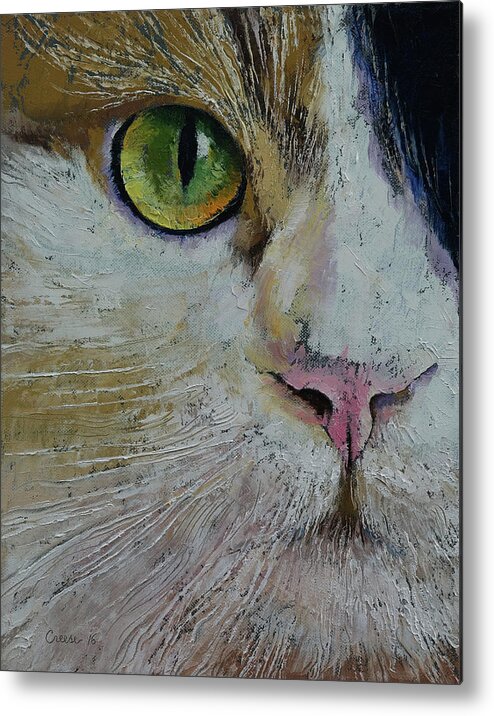 Cat Metal Print featuring the painting Calico Cat by Michael Creese