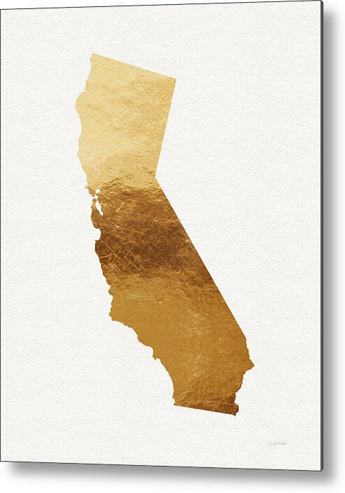 California Metal Print featuring the mixed media California Gold- Art by Linda Woods by Linda Woods
