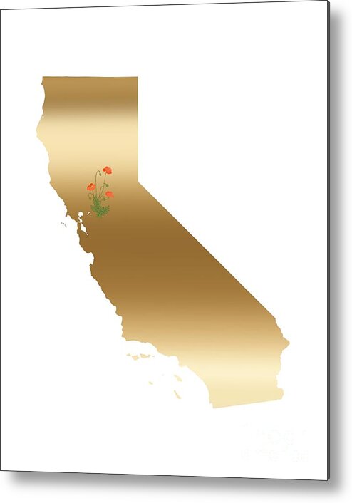 California Metal Print featuring the digital art California Gold with State Flower by Leah McPhail