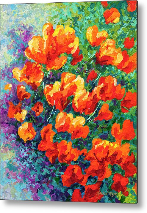 Iris Metal Print featuring the painting California Poppies by Marion Rose
