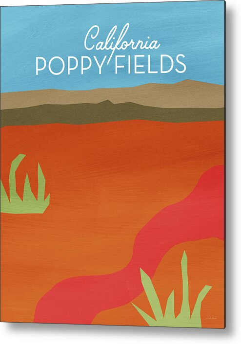 Landscape Metal Print featuring the mixed media California Poppy Fields- Art by Linda Woods by Linda Woods