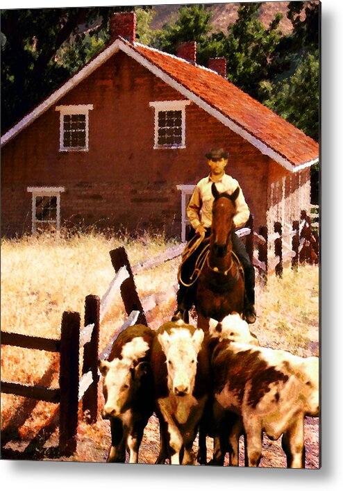 Composite Metal Print featuring the photograph Calves by Timothy Bulone