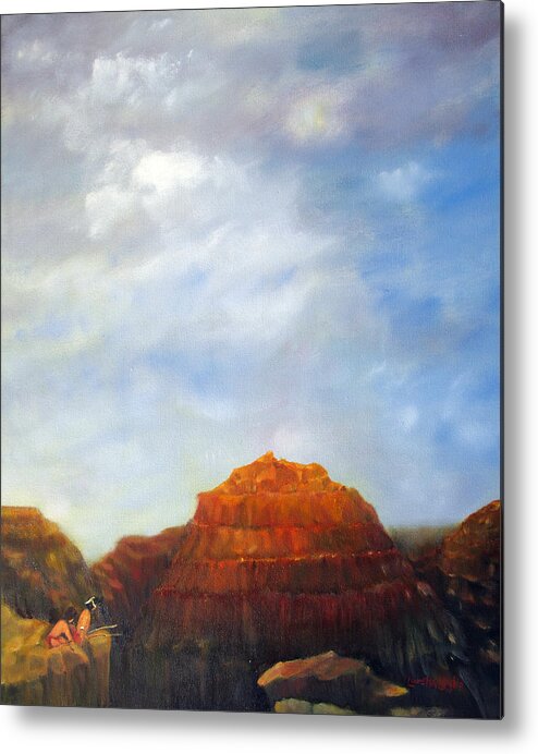 Grand Canyon Metal Print featuring the painting Canyon Overlook by Loretta Luglio