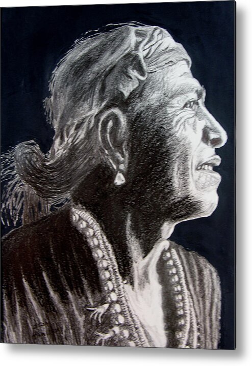 Indian Metal Print featuring the drawing Carl Moon by Stan Hamilton