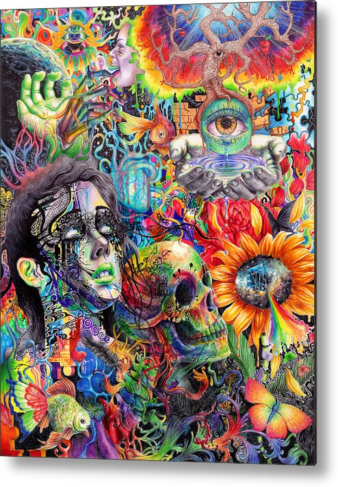 Trippy Metal Print featuring the painting Cerebral Dysfunction by Callie Fink