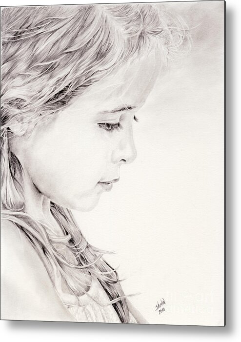 Portrait Metal Print featuring the drawing Chavonne by Shevin Childers