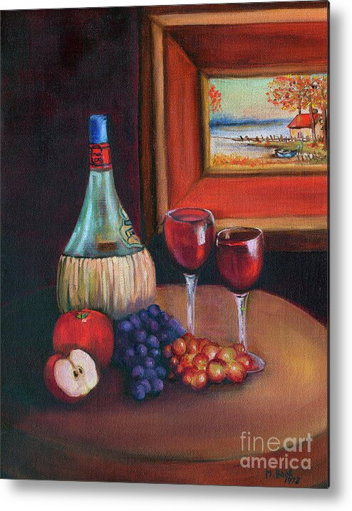 Still Life Metal Print featuring the painting Chianti Still Life by Marlene Book