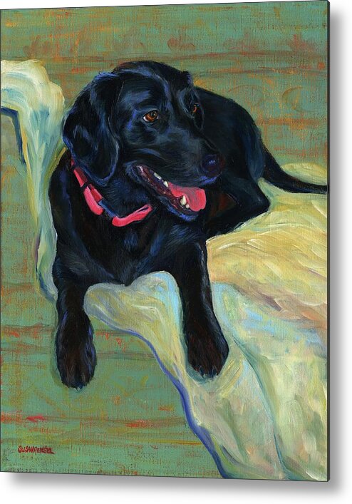 Pet Portrait Metal Print featuring the painting Chloe by Susan Hensel