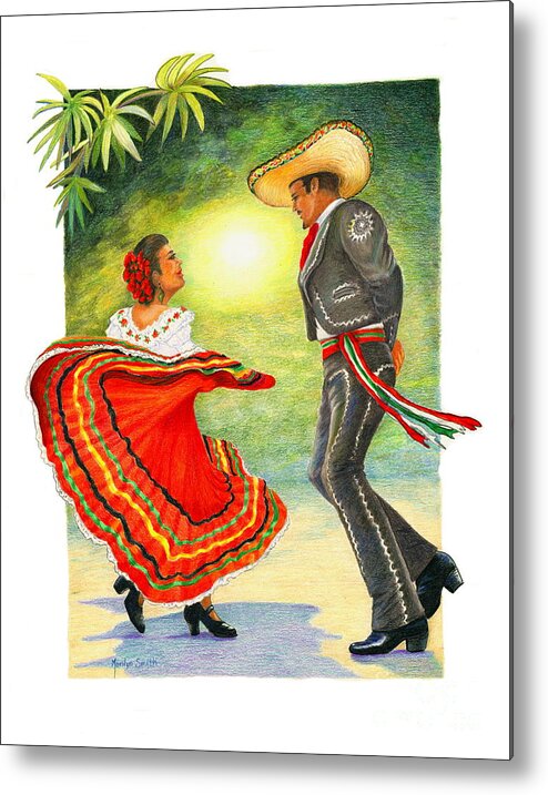 Cinco De Mayo Metal Print featuring the drawing Cinco de Mayo Dancers by Marilyn Smith