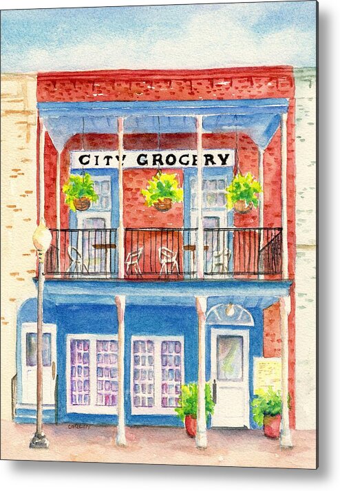 Oxford Ms Metal Print featuring the painting City Grocery Oxford Mississippi by Carlin Blahnik CarlinArtWatercolor