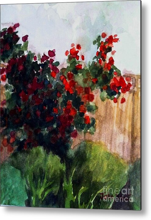 Flowers Metal Print featuring the painting Climbing Rose Bush by John West