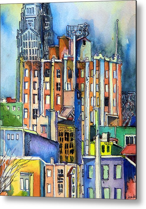 City Metal Print featuring the painting Columbus Ohio City Lights by Mindy Newman