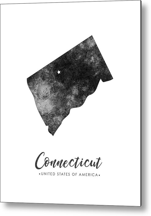 Connecticut Metal Print featuring the mixed media Connecticut State Map Art - Grunge Silhouette by Studio Grafiikka