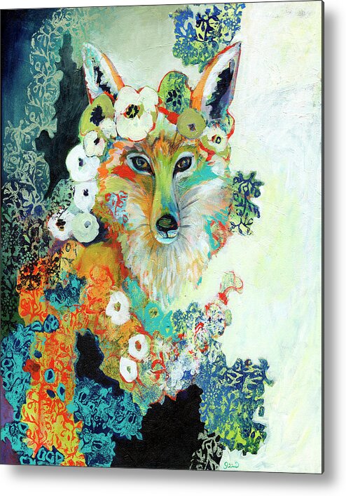 Fox Metal Print featuring the painting Contemplating Pearls by Jennifer Lommers
