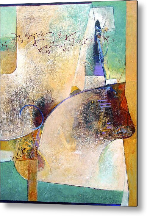 Abstract Metal Print featuring the painting Conversing with the Cat by Dale Witherow