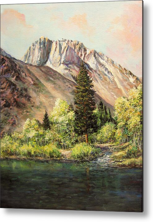 Nature Metal Print featuring the painting Convict Lake in May by Donna Tucker