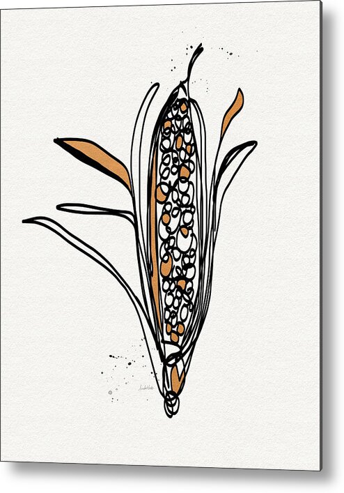 Corn Metal Print featuring the drawing corn- contemporary art by Linda Woods by Linda Woods