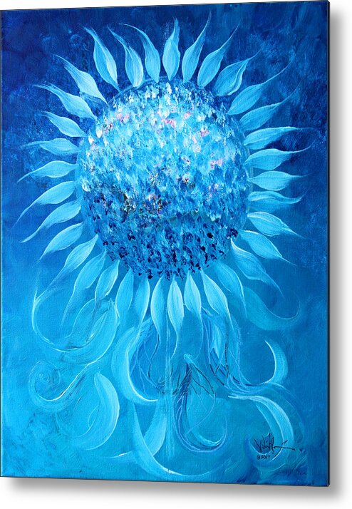 Sunflower Metal Print featuring the painting Cornflower In Moonlight by J Vincent Scarpace