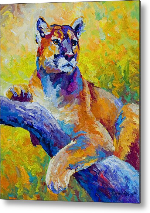 Mountain Lion Metal Print featuring the painting Cougar Portrait I by Marion Rose