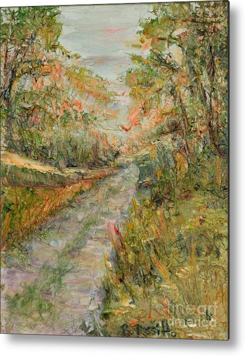 Country Path Sunset Metal Print featuring the painting Country Path Sunset by B Rossitto