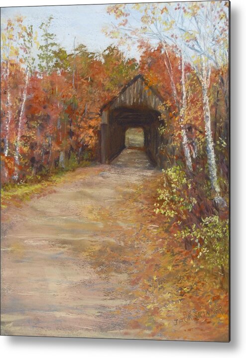 Covered Bridge Metal Print featuring the painting Covered Bridge Southern NH by Jack Skinner