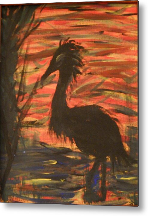 Abstracts Metal Print featuring the painting Creepy Crane by Leslie Revels