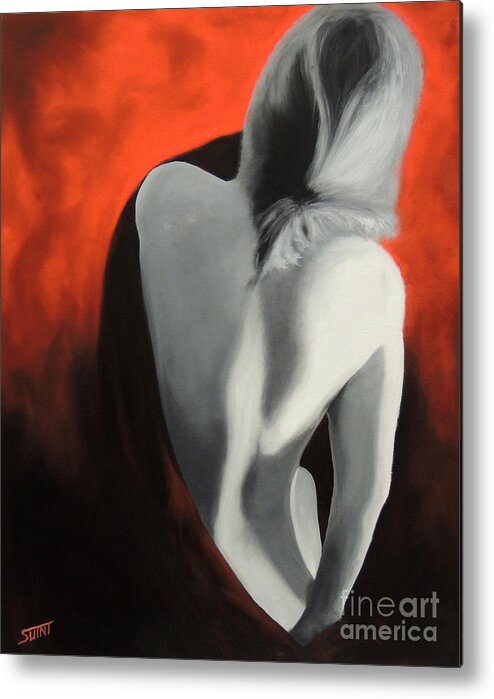 Nude Metal Print featuring the painting Crimson Veil by David Swint