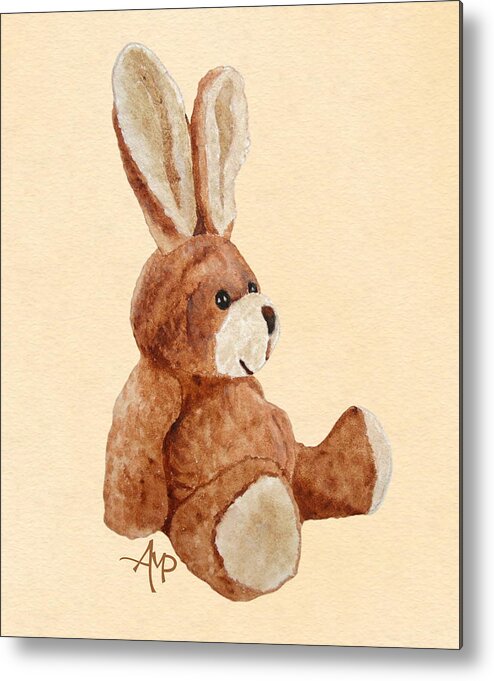 Cuddly Rabbit Metal Print featuring the painting Cuddly Rabbit by Angeles M Pomata