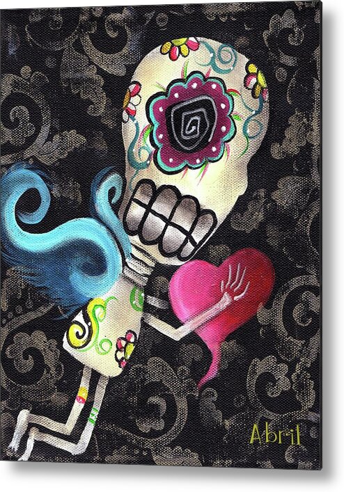 Day Of The Dead Metal Print featuring the painting Cupido by Abril Andrade
