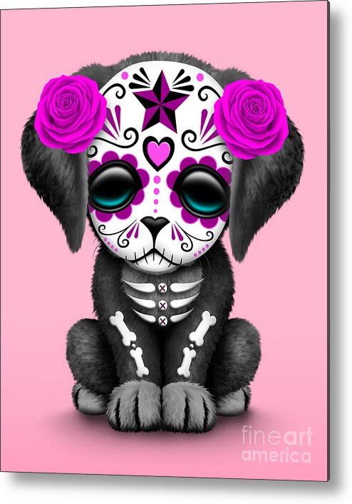 Sugar Skull Dia De Los Muertos Yellow Love custom tag for pets by ID4PET 