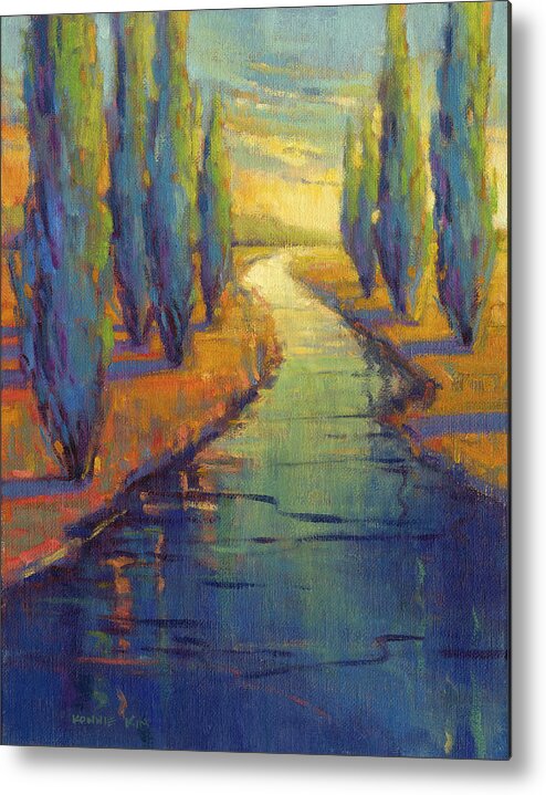 Cypress Metal Print featuring the painting Cypress Reflection by Konnie Kim