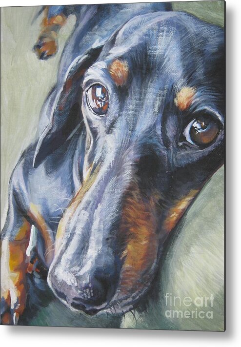 Dog Metal Print featuring the painting Dachshund black and tan by Lee Ann Shepard