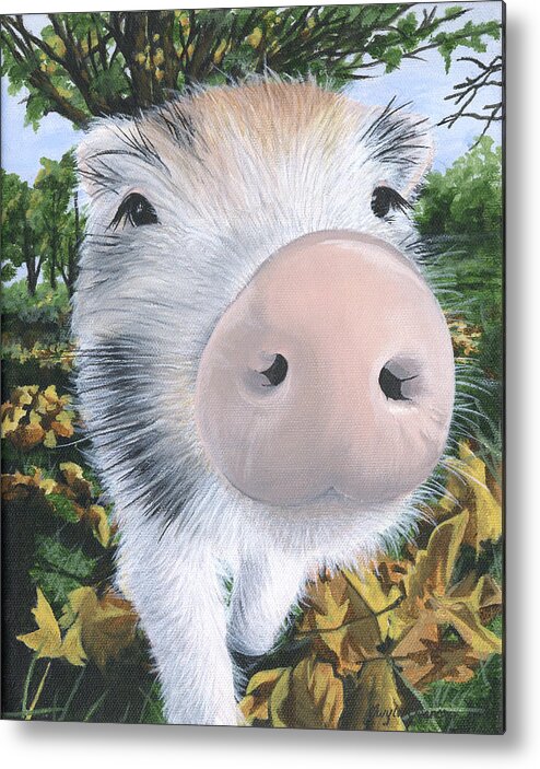 Pig Metal Print featuring the painting D'Arcy by Twyla Francois