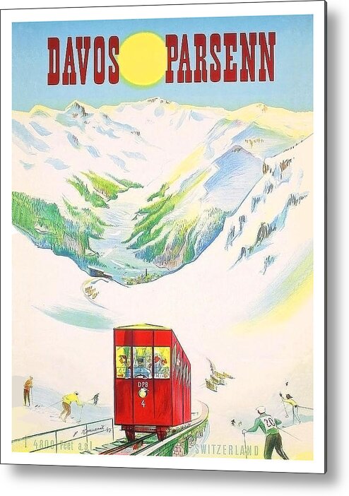 Davos Parsenn Metal Print featuring the painting Davos Parsenn, Switzerland, travel poster by Long Shot