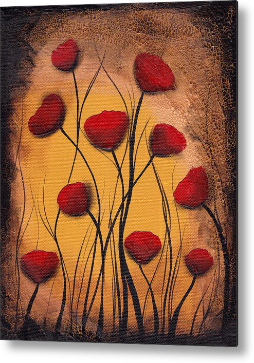 Abstract Metal Print featuring the painting Dawn of the Poppies by Abril Andrade