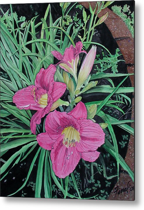 Day Lily Metal Print featuring the painting Day Llily by Ferrel Cordle