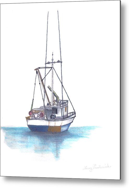 Ship Metal Print featuring the drawing Days End by Terry Frederick