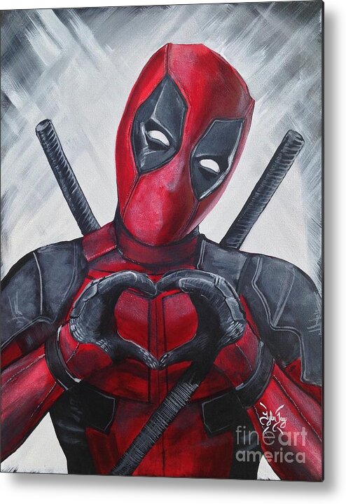 Deadpool Metal Print featuring the painting Deadpool Love by Tyler Haddox