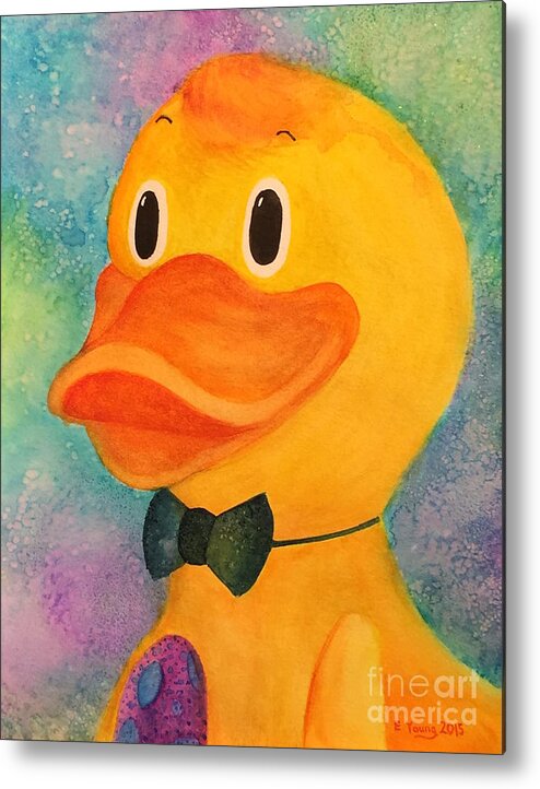 Duck Metal Print featuring the painting Debonair Duck by Emily Young