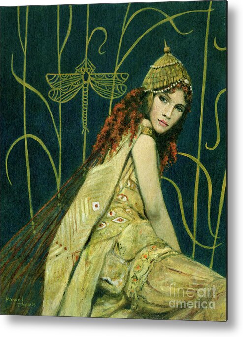 Fairy Metal Print featuring the painting Decorative Nymph by Michael Thomas