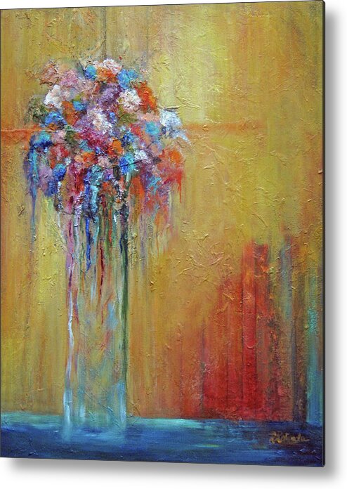Abstract Metal Print featuring the painting Delivered in Time by Roberta Rotunda