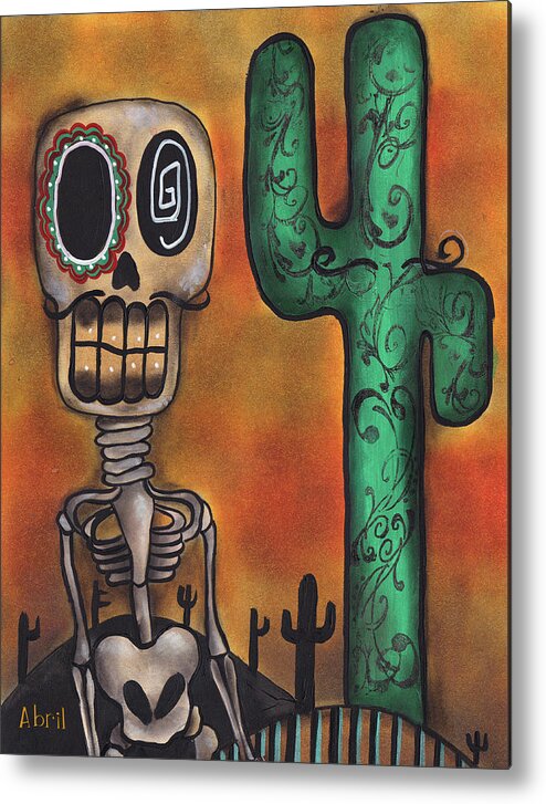 Day Of The Dead Metal Print featuring the painting Desert by Abril Andrade