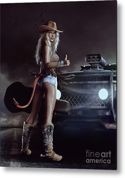 Beautiful Woman Metal Print featuring the digital art Devil in Blue Jeans by Shanina Conway