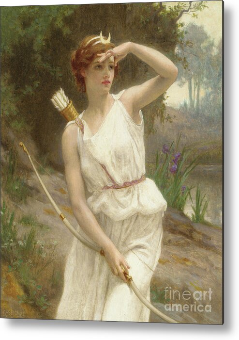Seignac Metal Print featuring the painting Diana, The Huntress by Guillaume Seignac