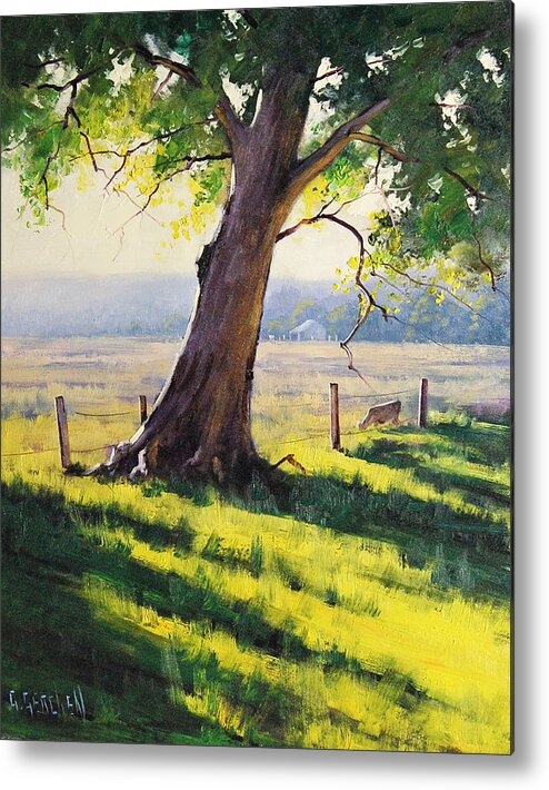 Afternoon Light Metal Print featuring the painting Distant Farm by Graham Gercken