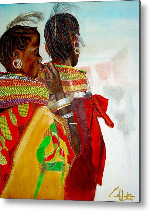 Maasai Metal Print featuring the painting Dont Wake The Lion by G Cuffia