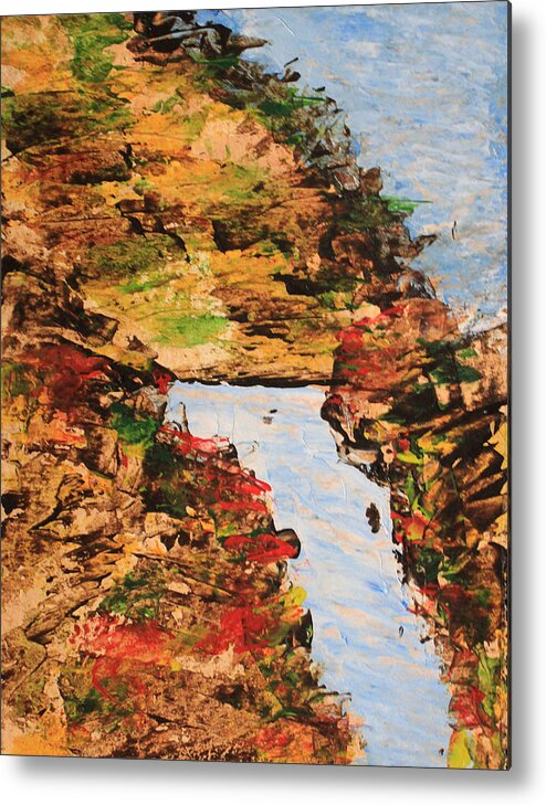Abstract Metal Print featuring the painting Downhill Stream Abstract by April Burton