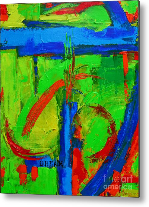 Green Abstract Metal Print featuring the painting Dream in Green Modern Abstract Art by Patricia Awapara