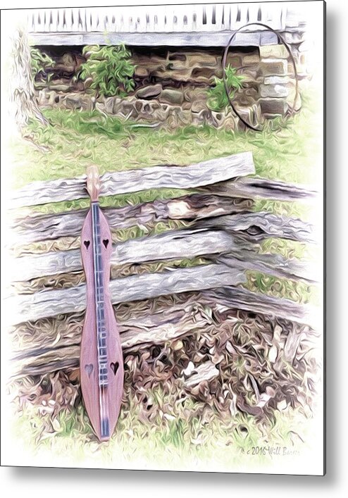 Music Metal Print featuring the painting Dulcimer on a Fence Nbr 1A by Will Barger